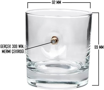 Gerçek.308 Mermili Özel Hediyelik Viski Bardağı Kurşunlu 300cc