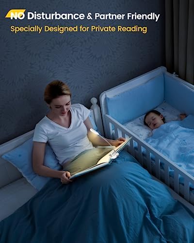 Glocusent Söğüt Yatakta Kitaplar için Okuma Işıkları, 10LED Parlak Kitap Işığı, 3 Renk ve 3 Parlaklık, Şarj Edilebilir Kitap Işığı 80 saat sürer, Okuma Işığında Hafif Klips (beyaz)