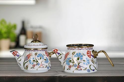 Defne Mini Model Emaye Çaydanlık
