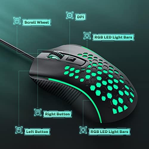 AULA S11 3600DPI RGB Optik Oyuncu Mouse, Siyah