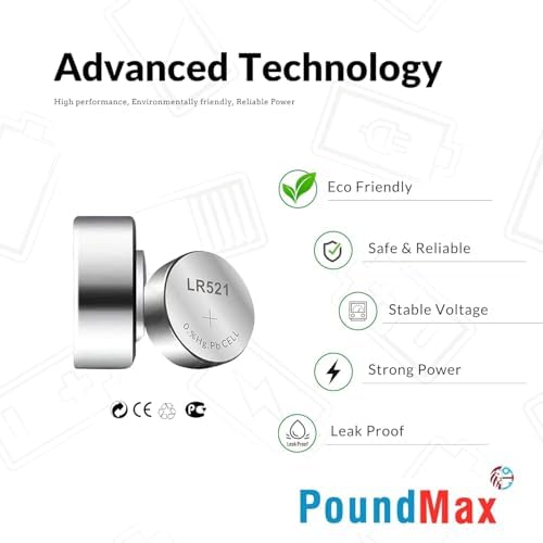 PoundMax 10 Adet AG0 (LR521,LR63,379) 1.5V alkalin düğme pil