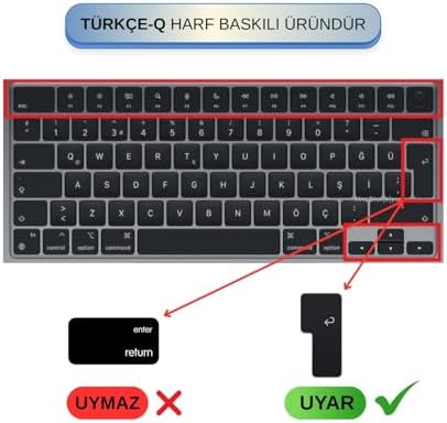 MacBook Türkçe Q Klavye Koruyucu Pembe Yeşil M1-M5 | A2681 A3113 A3240 A3449 A2442 A3426 A3434 A2485 A3429 | Air Pro Neo 13 | Silikon Keyboard Cover Touch ID