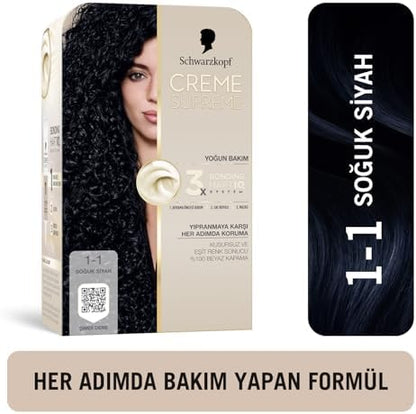Creme Supreme Saç Boyası 1-1 Soğuk Siyah