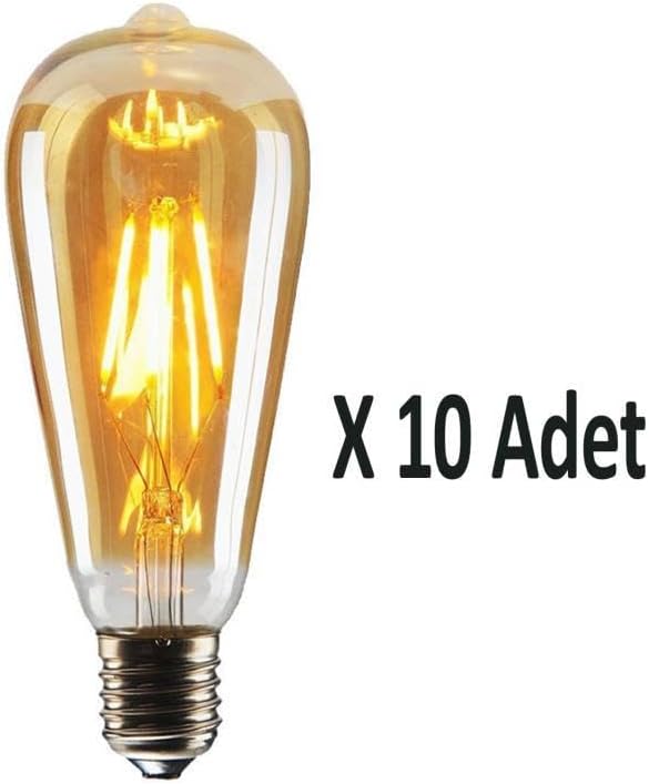 4W Dim Rustik Led Ampul Sarı Işık Armut Edison Ampul 10 Adet
