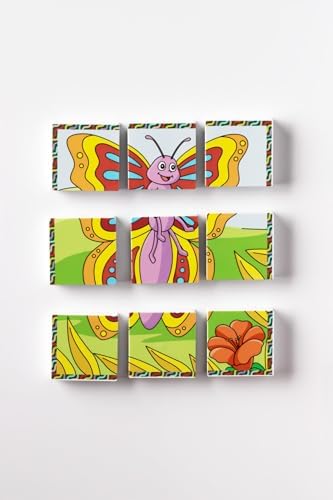 Manyetik Blok Çift Taraflı 9 Parçalı Mıknatıslı Arı-Kelebek Puzzle - 2 Görsel YapBoz