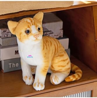 Hediyecik Gerçek Görünümlü Ayakta Peluş Kedi Sar Tekir 40 Cm, Sarı