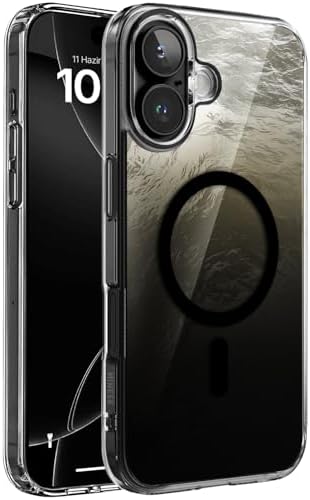 iPhone 16 Plus için ShineMag Serisi MagSafe ile Uyumlu Göz Alıcı ve Şık Metalize Arka Tasarım Yüksek Kalite Materyal Premium Hybrid Kılıf Kapak (Siyah, 16 Plus)