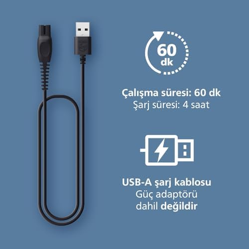 Beard Trimmer 3000 Serisi, Siyah, 20 Uzunluk Ayarı, Kendini Bileyen Bıçaklar, 60 Dakika Kablosuz Kullanım, USB-A Şarj, BT3617/15