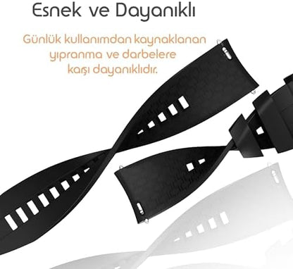 ile Uyumlu 22mm Kordon GT6/GT6 Pro/GT Runner 2/GT5/5 Pro/GT4/GT3/3 Pro 46mm için Yumuşak Silikonlu GT6 Pro Kordon Yüzeyi Şerit Görünümlü GT6 46mm Kordonu