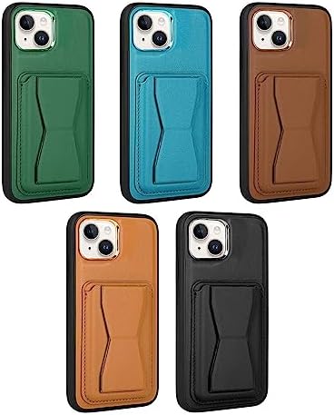 iPhone 14 Kılıf Pu Deri Kartlıklı Kamera Lens Korumalı Standlı Kapak Mem Siyah