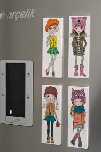 Manyetik Blok 3 Parçalı Yapboz Çift Taraflı - Şapkalı Kızlar Puzzle - 6 Şapkalı Kız Görseli