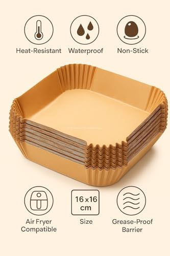 Airfryer Pişirme Kağıdı, Fritöz Yağlı Kağıdı, Yanmaz Kağıt 50 Adet (Kare)