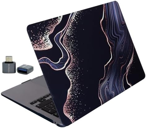 MacBook Air 13.6 İnç Soyut Mermer Desenli Kılıf A2681 A3113 A3240 A3449 M2 M3 M4 M5 Uyumlu Sert Hard Case Açık Siyah