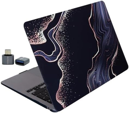MacBook Air 13.6 İnç Soyut Mermer Desenli Kılıf A2681 A3113 A3240 A3449 M2 M3 M4 M5 Uyumlu Sert Hard Case Açık Siyah