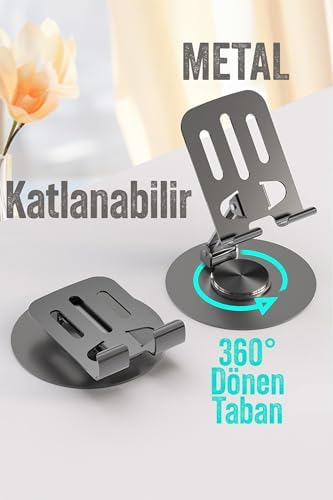 Telvesse Yüksek Kalite Metal Katlanabilir 360 Dönen Ayarlı Telefon Tutucu Masaüstü Telefon Tablet Standı S013