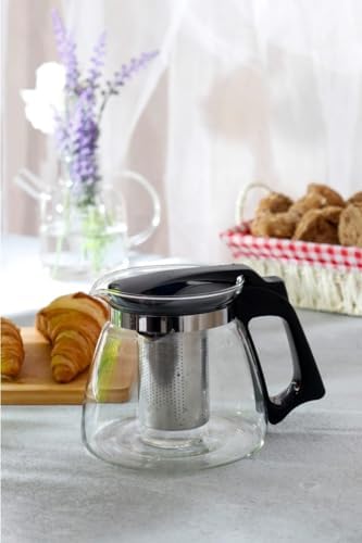 Isıya Dayanıklı Borosilikat Cam Demlik, Kendinden Süzgeçli, Şık Tasarım (1500 Ml)