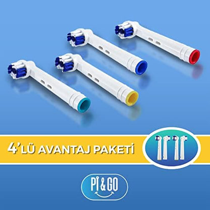 Pi&Go Oral B Şarjlı Diş Fırçası Uyumlu Yedek Başlık - Elektrikli Diş Fırçası Yedek Başlığı, 4 Adet