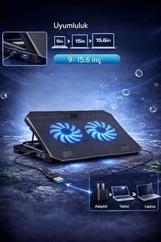 Nitro 2 Fanlı Işıklı Telefon Tutuculu USB Çoklayıcı Notebook Soğutucu Standı S22