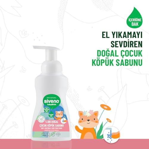 Siveno%100 Doğal Zeytinyağlı Çocuk Köpük Kastil Sabun Yoğun Nemlendirici Arındırıcı Bitkisel Vegan 250 ml