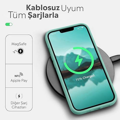 iPhone Kılıf İnce Sıvı Silikon 3 Katmanlı Tam Kaplamalı Yumuşak Jel Kauçuk Kılıf Kapak (Turkuaz, iPhone 11)