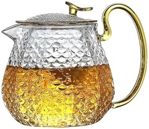 Modern Cam Demlik 550 ml - Isıya Dayanıklı, Cam Süzgeçli Ve Altın Kulplu Çay Keyfi