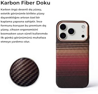 iPhone 17 Pro ile uyumlu Kapak M-Safe Şarj Özellikli İnce Yapılı Karbon Kevlar Kılıf - Kahverengi