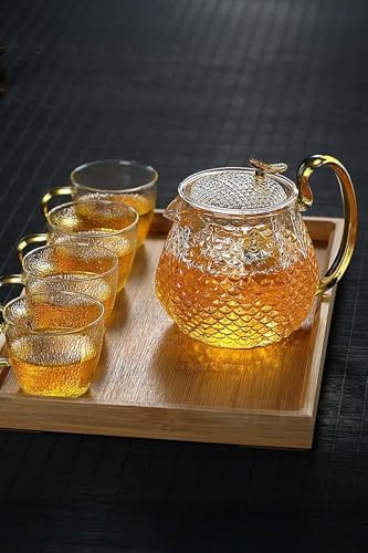 Modern Cam Demlik 550 ml - Isıya Dayanıklı, Cam Süzgeçli Ve Altın Kulplu Çay Keyfi