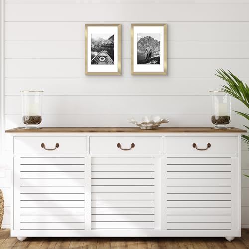 8x12 Resim Çerçevesi 2 inç Altın Seti - Mat ile 6x8 Resim Çerçevesi veya Matsız 8x12 Çerçeve olarak kullanın - Yatay veya Dikey Ekran için Pleksiglas Kapaklı Kolaj Resim Çerçeveleri