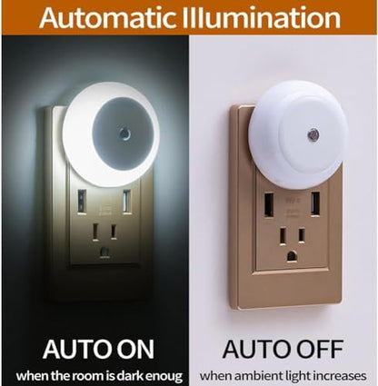 Aputue Duvara Monte LED Gece Lambası, alacakaranlık sensörlü, 0.5w duvar fişli gece lambası, koridor, merdiven, mutfak, banyo için, 6'lı paket yuvarlak tasarım