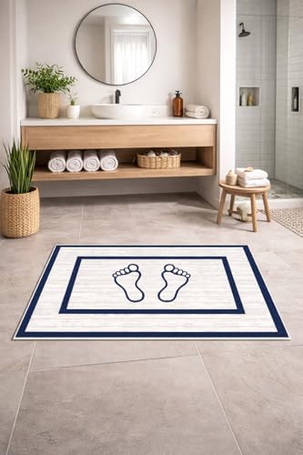 Kaymaz Banyo Halısı, Ayak Desenli, Su Emici Süngerli Yüzey, Makinede Yıkanabilir, Modern Stil, Sarı, 40x60 cm
