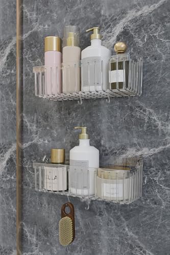 Banyor Yapışkanlı Banyo Rafı, 2'li Banyo Düzenleyici Organizer Banyo Duş Rafı Şampuanlık, Plstik