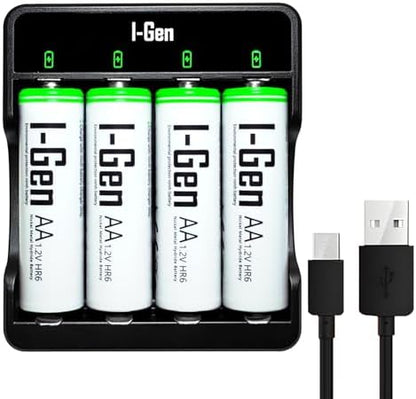 I-Gen G427 4'lü Pil Şarj Aleti + 4 Adet AA 2700 mAh Kalem Pilli Set 1.2V Ni-MH