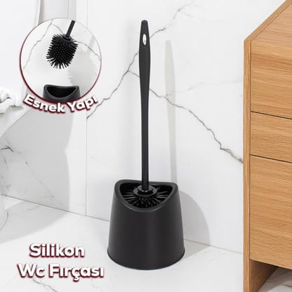 SB-776 Silikon Wc Tuvalet Banyo Fırçası Klozet Fırçası Siyah