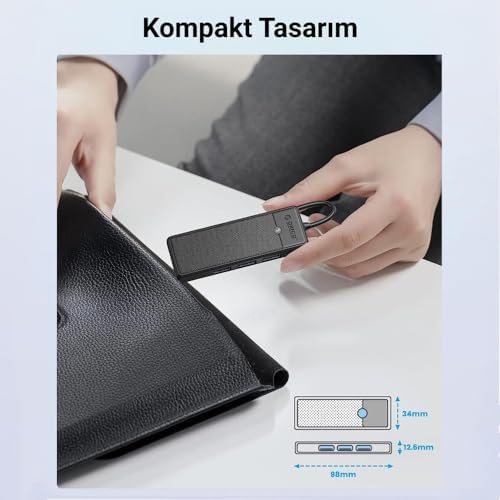 Type-C to 3.0 TF SD Kart Okuyucu 3 Portlu USB 3.0 Çoklayıcı Adaptör Siyah