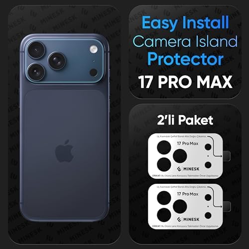 iPhone 17 Pro Max için Kolay Kurulum Kamera Adası Lens Etrafı Koruyucu TPU Film – Tam Kaplayan Koruma 2’li Paket (17 Pro Max)