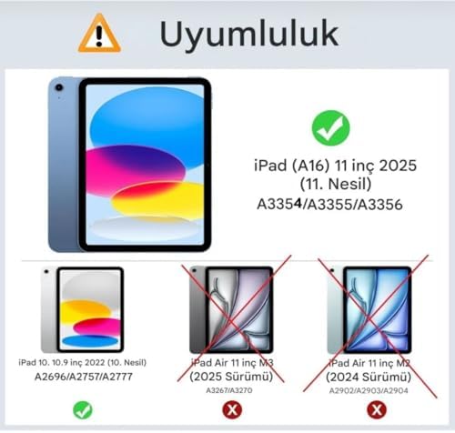 Apple iPad 11.nesil A16 11inç/10.nesil 10.9inç Uyumlu Kılıf Darbelere Dayanıklı Şeffaf Kapak