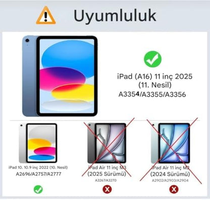 Apple iPad 11.nesil A16 11inç/10.nesil 10.9inç Uyumlu Kılıf Darbelere Dayanıklı Şeffaf Kapak