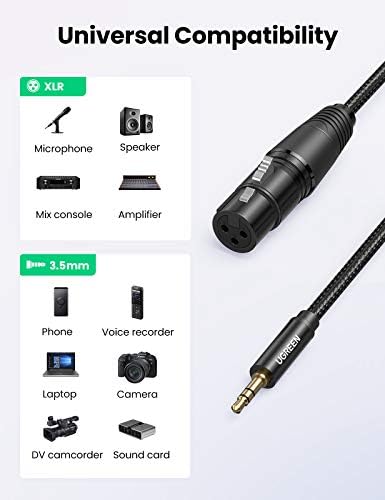 3.5mm to XLR Mikrofon Ses Kablosu Örgülü 2 Metre