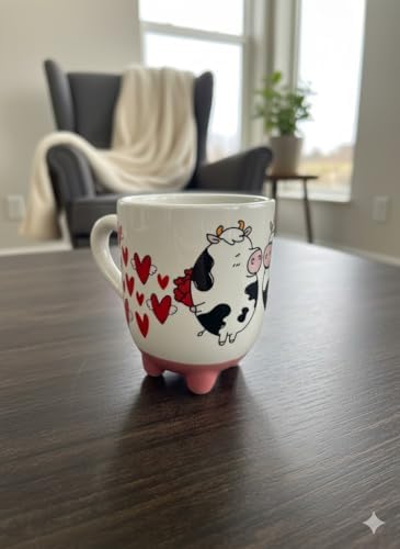 İnek Kupa 07 El Yapımı 3D Krem Parlak Kupa - El Yapımı Seramik Kupa