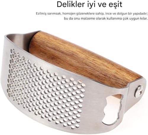 Paslanmaz Çelik Sallanan Sarımsak Ezeceği - Ergonomik Saplı Pratik Sarımsak Ezici, Modern Mutfak Gereçleri El Tipi Ezme Aleti ve Püre Yapıcı