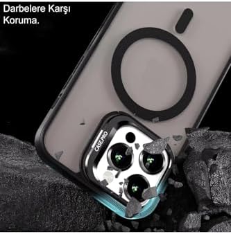 Apple iPhone 11 ile Uyumlu Lens Hediyeli Kamere Korumalı Wireless Şarj Özellikli Standlı Premium Kılıf - Siyah
