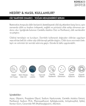 Centella ve Cica ve Ceramide Onarıcı, Aydınlatıcı, 24 Saat Nemlendirme Ampoule