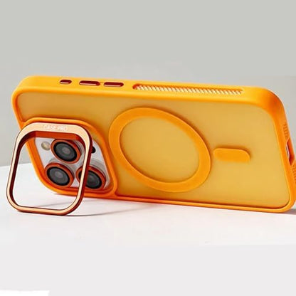 iPhone 14 Pro Max ile uyumlu Kamera Lens Aparatlı Stand Olabilen Magsafe ile uyumlu Kamera Korumalı Şeffaf Full Color Magnetic Wireless Telefon Kılıfı (Derin Mor, iPhone 14 Pro Max)