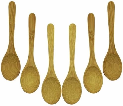 Bambu Çay Kaşığı Seti, Oval Ahşap Kaşık, Doğal Bambu Malzeme, 6 Parça