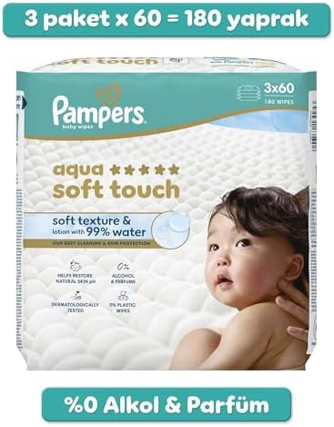Aqua Soft Touch Bebek Islak Havlu 3 Paket 180 Yaprak