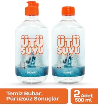 Zahmetsiz, Kolay ve Hızlı Ütüleme 2 Adet 500 ml - Ütü, Buhar Kazanlı Ütü ve Kırışık Giderici Ütüler Için | Zahmetsiz, Kolay ve Hızlı Ütüleme | %0 Kimyasal