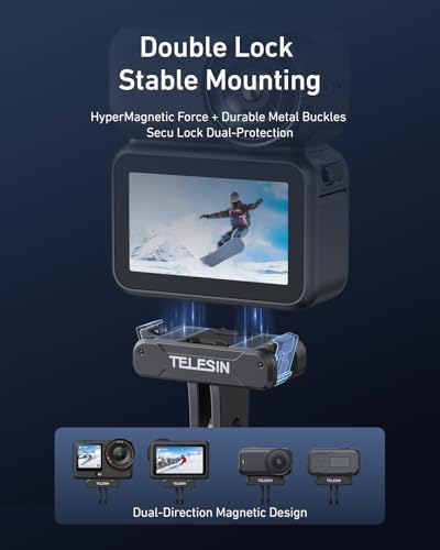 TELESIN DJI Osmo Nano/Action 6 için manyetik hızlı serbest bırakma adaptörü montajı, çift yönlü mıknatıs, metal mandallar, şok emici silikon ped, DJI Osmo Nano için adaptör tabanı/Action 6