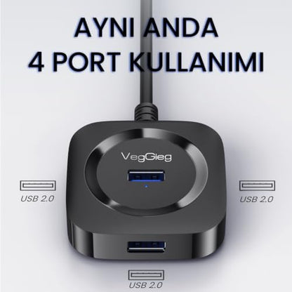 4 Portlu USB 2.0 Çoklayıcı Hub Beyaz