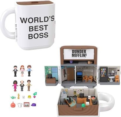 Polly Pocket ve The Office mini oyun seti, 6 karakter figürü ve 9 aksesuar, koleksiyona uygun Partnership oyuncağı, kupa bardak şeklinde, JCC19
