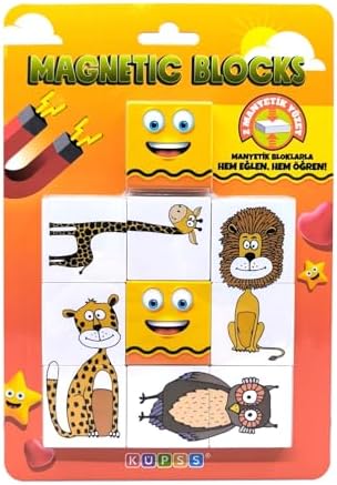 Manyetik Blok İki Parçalı Baby Puzzle - 8 Sevimli Hayvan Figürü